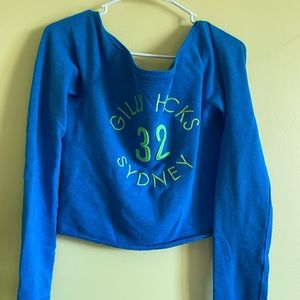 Blue off the shoulder sweatshirt